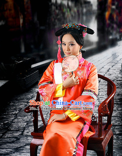 Chinese Traditional Princess Dress and Hat Complete Set for Brides