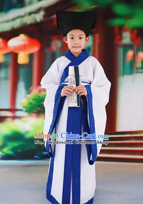 Chinese Traditional Student Costumes and Hat for Kids