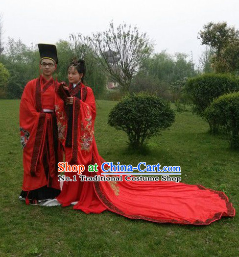 Traditional Chinese Hanzhuang Wedding Bridal Dress and Headpieces Free Delivery Worldwide