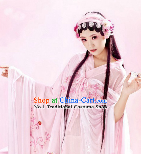 Chinese Traditional National Costume Hua Dan Dress and Headwear