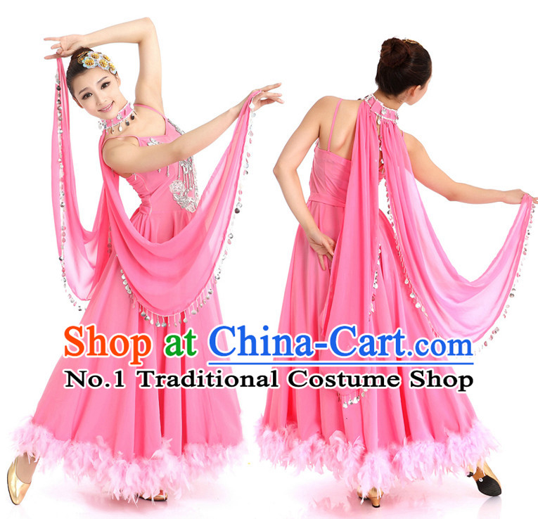 Chinese Dance Costumes Apparel Dance Stores Dance Gear Dance Attire and Hair Accessories Complete Set for Women