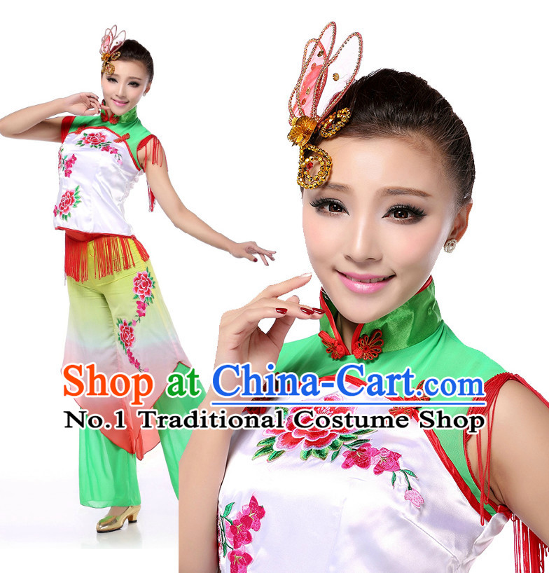 Asian Chinese Classical Dancing Costumes Dance Stores Dance Gear Dance Attire and Hair Accessories Complete Set