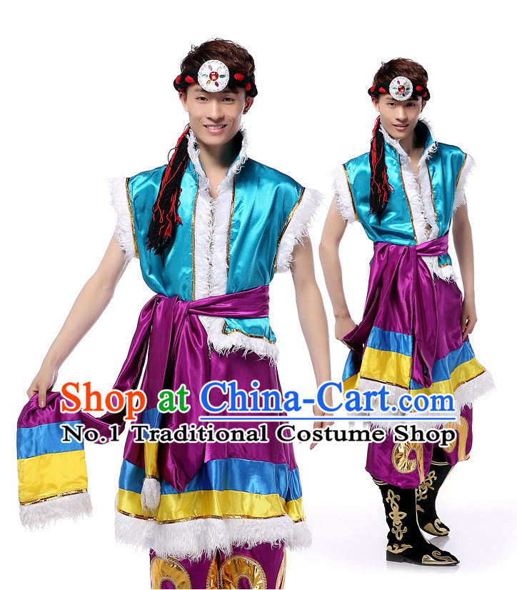 Asian Chinese Meng Gu Clothes Complete Set for Men
