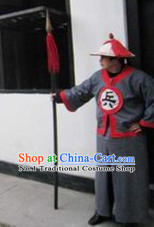 Ancient Chinese Song Dynasty Solider Costumes and Hat Complete Set