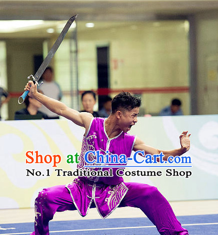 Top Kung Fu Broadsword Costume Martial Arts Broadswords Combat Costumes Kickboxing Equipment Superhero Apparel Karate Clothes Complete Set for Men