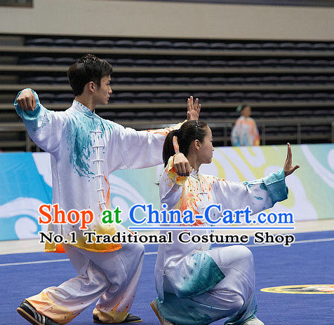 Top Championship Tai Chi Costumes Taijiquan Costume Aikido Chikung Tichi Uniforms Quigong Uniform Thaichi Martial Art Qi Gong Combat Clothing Competition Uniforms for Men or Women