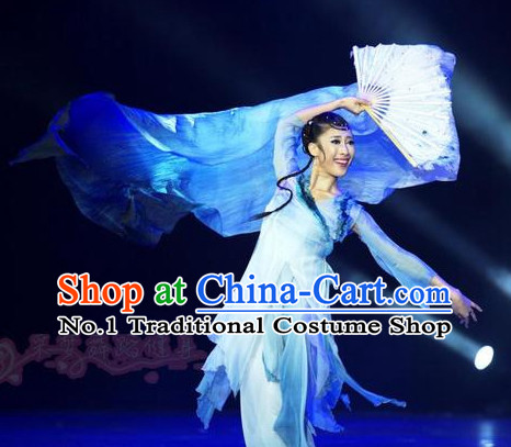 Professional Chinese Stage Performance Classical Dance Costumes and Headwear Complete Set for Women