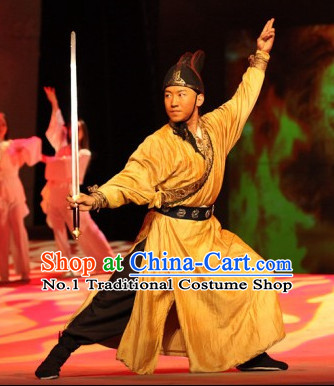 Professional Chinese Stage Performance Official Bodyguard Costumes and Hat Complete Set for Men