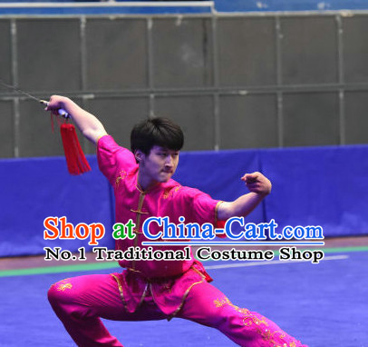 Top Chinese Wu Shu Kung Fu Sword Uniforms Kungfu Uniform Martial Arts Competition Costumes for Men