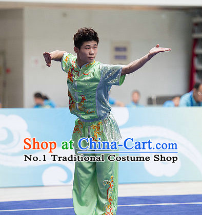 Top Embroidered Chinese Kung Fu Uniform Martial Arts Uniforms Kungfu Suits Competition Costumes Complete Set