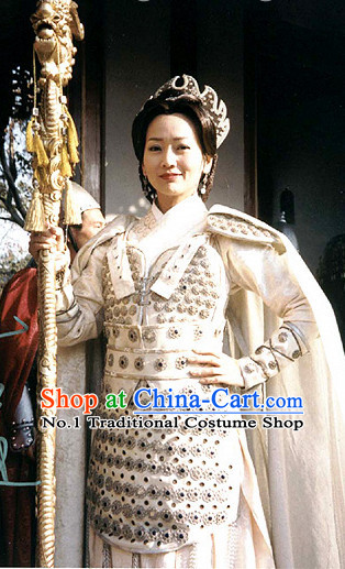 Chinese Ancient Female Warrior Costumes and Mantle Complete Set for Women