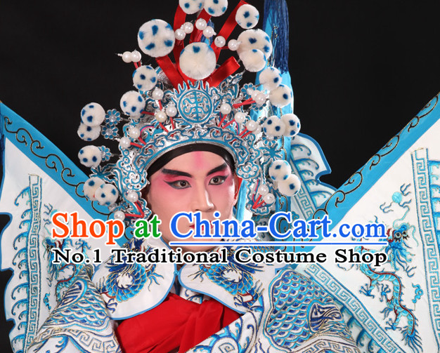 Chinese Traditional Handmade Opera Wu Sheng Military General Superhero Helmet