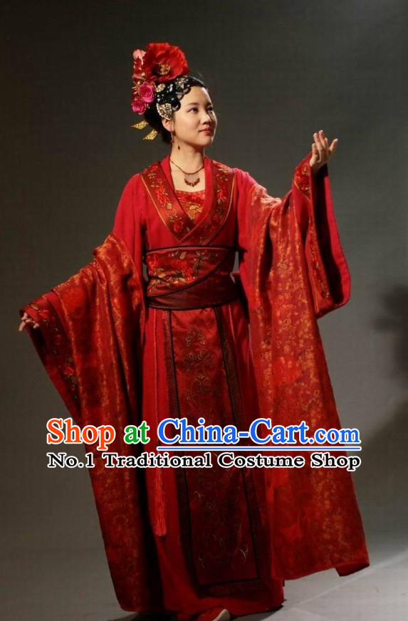 Chinese Ancient Noblewomen Costumes and Headwear Complete Set