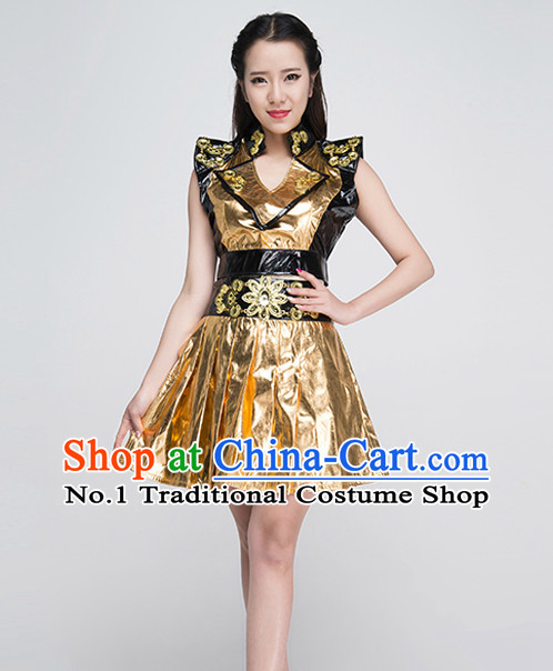 Asian Drummer Dancing Costumes and Hat Complete Set for Women