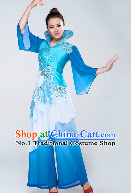 Traditional Chinese High Collar Fan Clothing Complete Set for Women