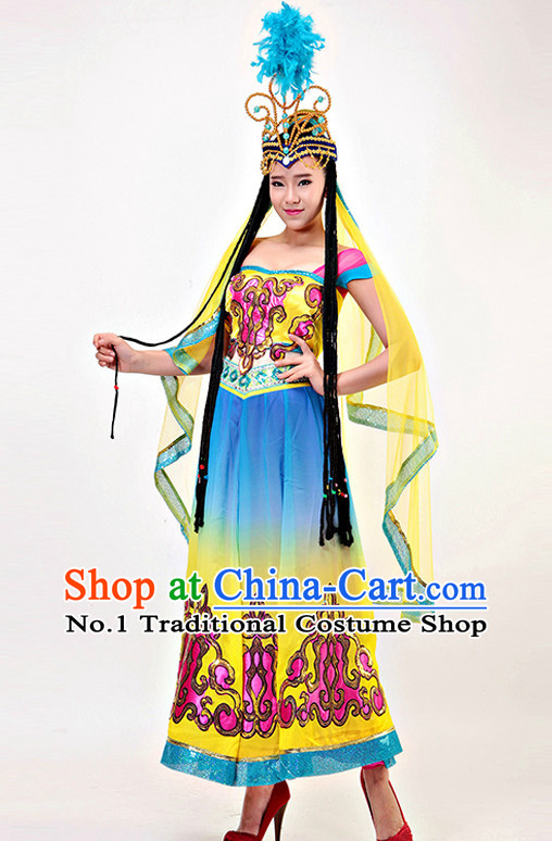 Professional Xinjiang Dance Costumes Fairy Costumes Tinkerbell Costume Salsa Costumes Flapper Costume Burlesque Girls Dancewear Dance Costumes for Competition