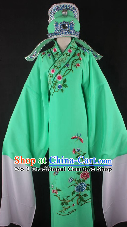 Chinese Culture Chinese Opera Costumes Chinese Cantonese Opera Beijing Opera Costumes Xiao Sheng Costumes and Hat Complete Set for Men