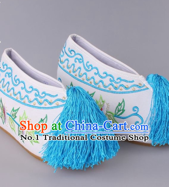 Chinese Beijing Opera Hua Dan Hua Tan Embroidered Flower Shoes for Women