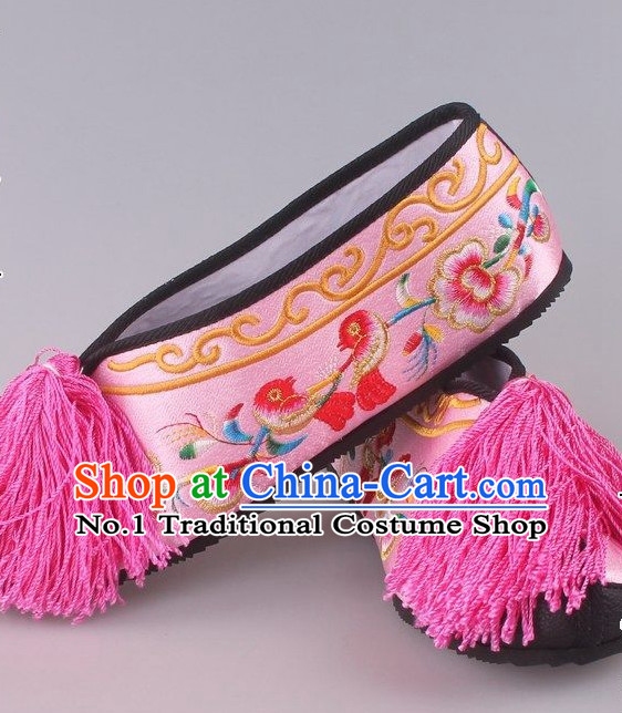 Chinese Beijing Opera Hua Dan Hua Tan Embroidered Flower Shoes for Women