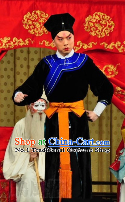 Chinese Ancient Beijing Opera Peking Opera Policeman Long Robe and Hat Complete Set for Men