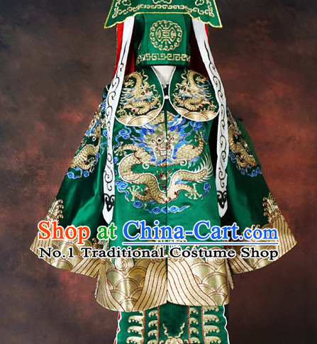 Chinese Beijing Opera Peking Opera Embroidered Dragon Costumes and Hat for Men
