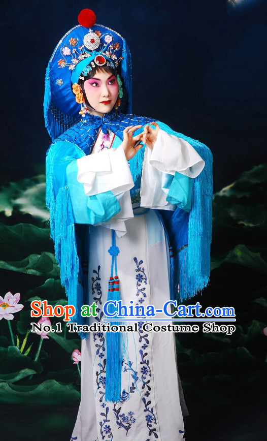 Chinese Peking Opera Beijing Opera Wu Tan Wu Dan Heroine Costumes and Hat Complete Set for Women
