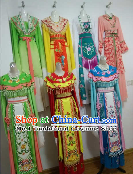 Asian Chinese Traditional Dress Theatrical Costumes Ancient Chinese Clothing Chinese Attire Peking Opera Princess Costumes 7 Sets