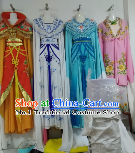 Asian Chinese Traditional Dress Theatrical Costumes Ancient Chinese Clothing Chinese Attire Peking Opera Female Costumes 4 Sets
