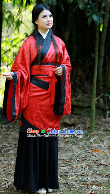Chinese Traditional Red Hanfu Autumn Dress for Women