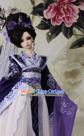 Chinese Kimono Dress and Headpieces Complete Set for Ladies