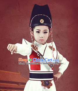 Chinese Ancient Emperor's Bodyguard Costumes and Hat Complete Set for Kids