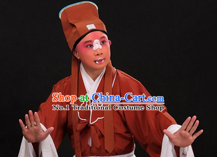 Chinese Traditional Beijing Opera Clown Costumes and Hat Complete Set for Men