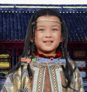 Chinese Ancient Kids Long Black Wigs