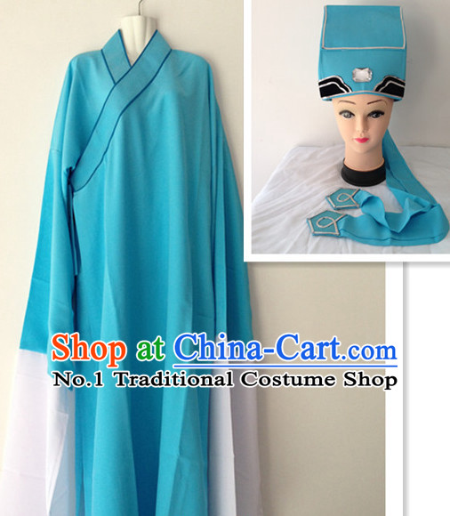 Long Sleeve Chinese Opera Young Men Costumes and Hat Complete Set
