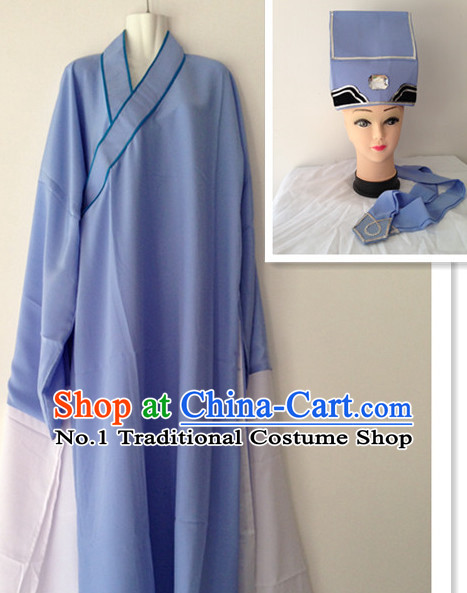 Long Sleeve Chinese Opera Poor Student Costume and Hat Complete Set