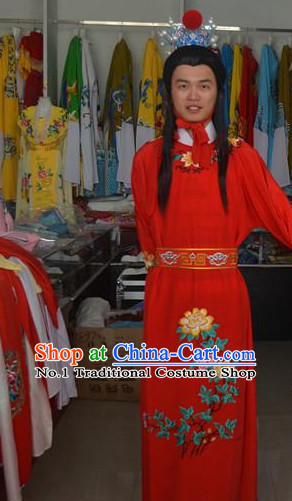 Asian Fashion Chinese Jia Baoyu Costume and Headwear Complete Set