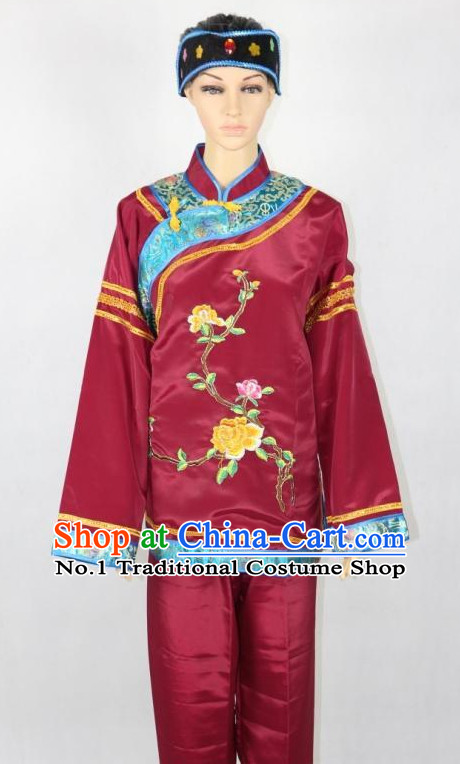 Asian Fashion Chinese Tradiitonal Dress Women Clown Costumes and Headwear