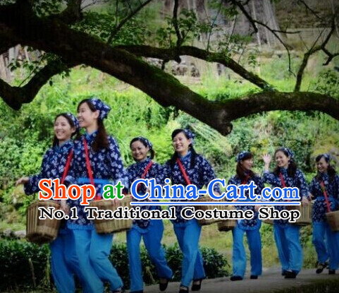 Asian Fashion Chinese Tradiitonal Dress Farmer Perofrmance Costumes and Headwear for Women
