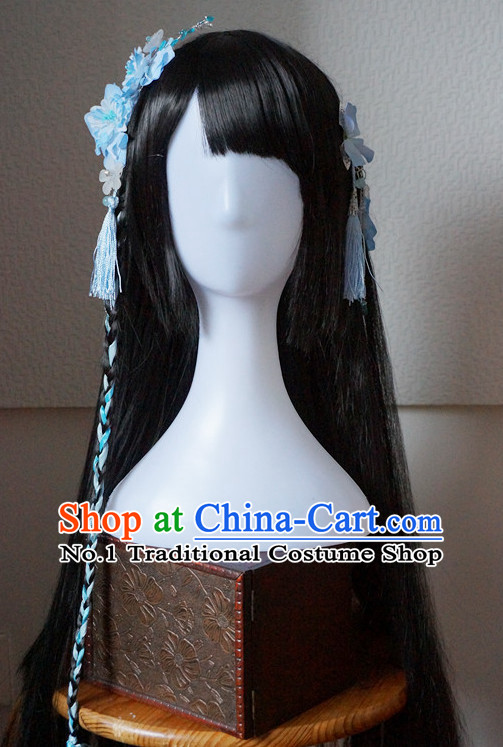 Traditional Chinese Costumes Wigs and Handmade Flower Hair Accessories Hair Jewelry
