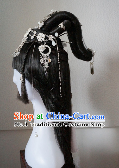 Traditional Chinese Empress Wigs and Handmade Hair Pieces Hair Accessories Hair Jewelry Set