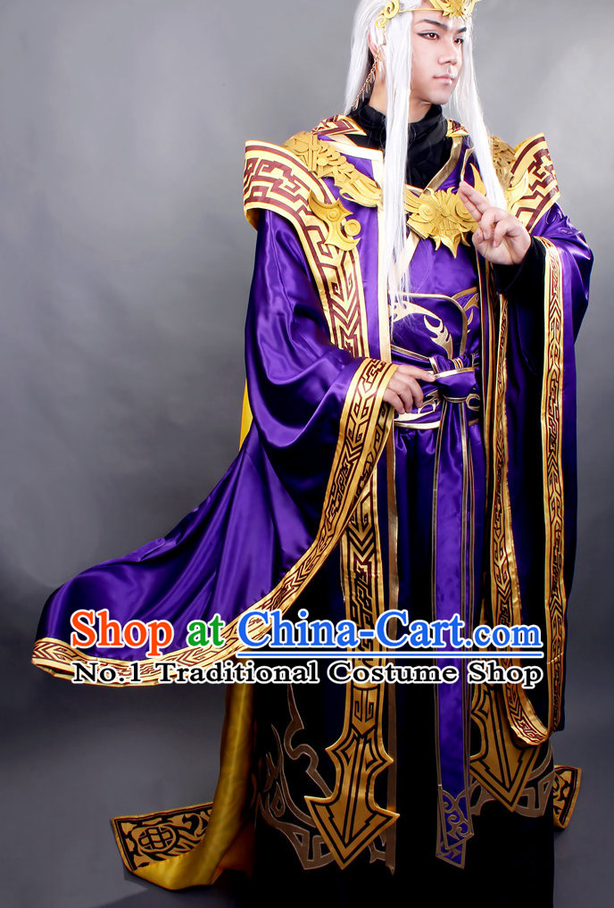 Asia Fashion Top Chinese Emperor Cosplay Halloween Costumes Complete Set for Men