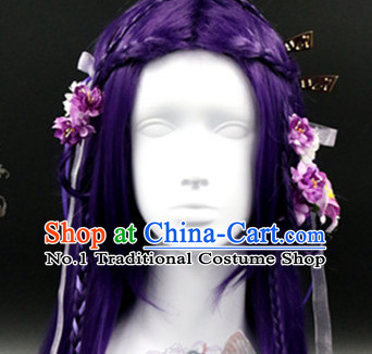 Chinese Ancient Princess Long Purple WIgs and Hair Accessories Set