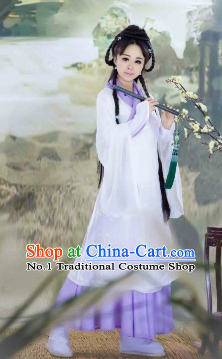 White Chinese Female Poet Costumes