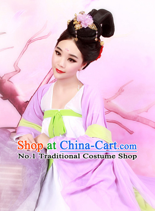 Chinese Ancient Tang Robe Suit and Hair Jewelry Complete Set