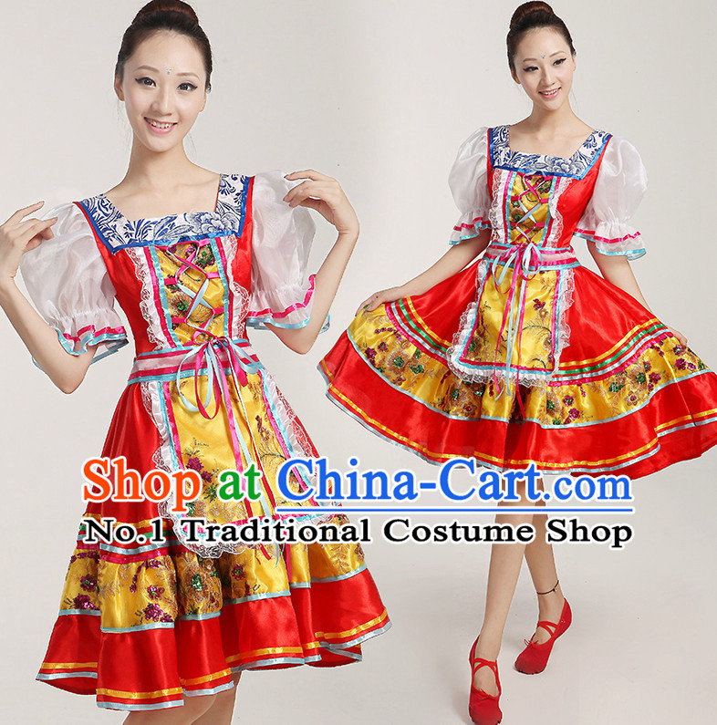 Chinese Folk Dance Costumes Complete Set for Women