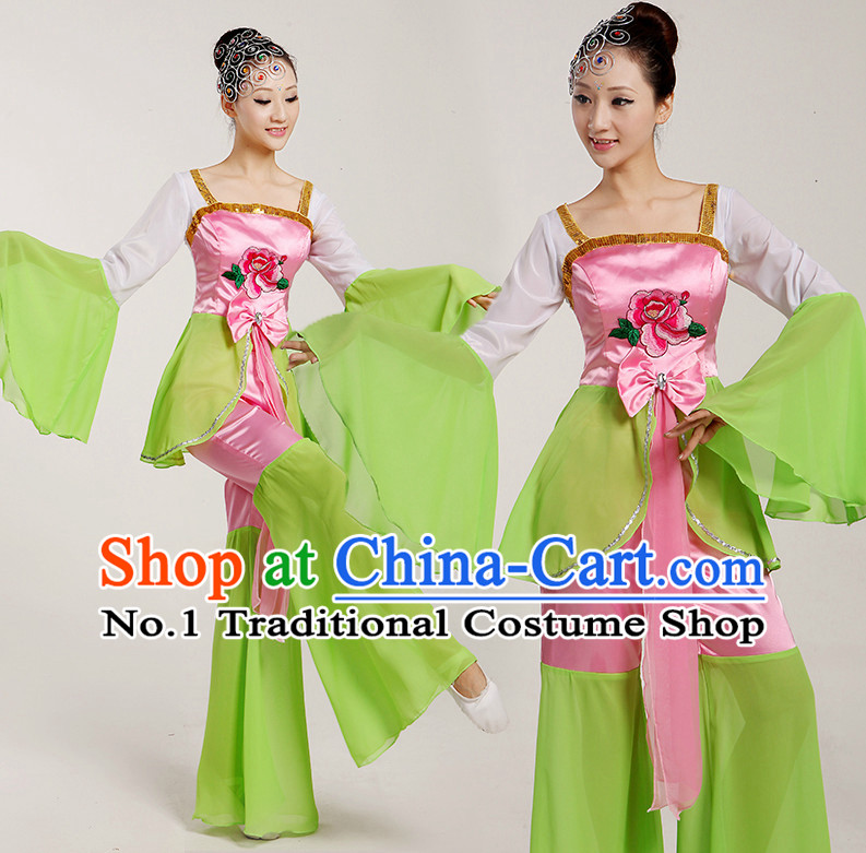 Chinese Folk Fan Costumes Complete Set for Women