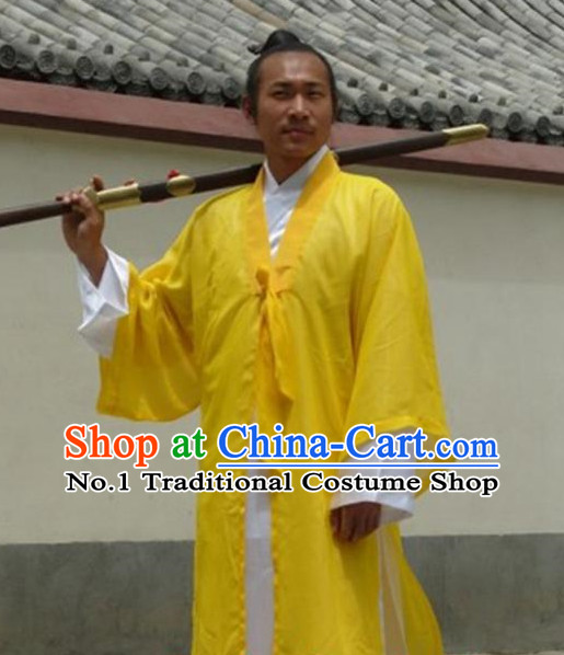 Yellow China Traditional Taoist Dress Complete Set for Men