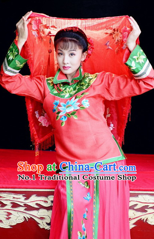 Asian Chinese Traditional Dress Theatrical Costumes Ancient Chinese Clothing Bride Costumes and Hair Accessories