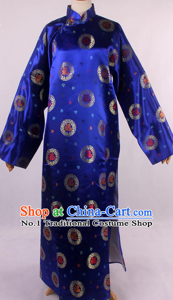 Chinese Traditional Landlord Long Mandarin Robe for Men