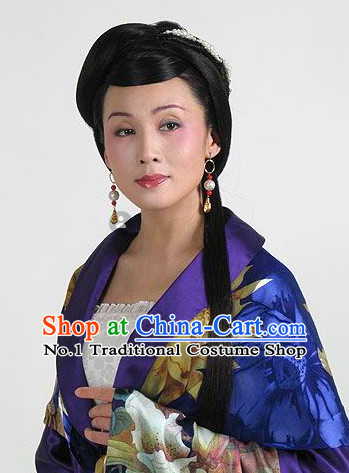Traditional Chinese Theatrical Black Long Wigs
